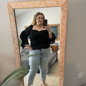 Nasty Gal Black Ruffle Squareneck Blouse Size 20